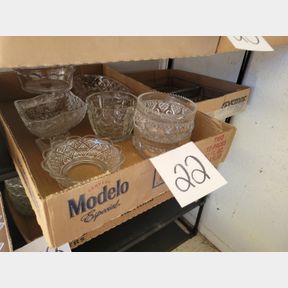 2 Boxes of glass serving containers and rectangle dishes