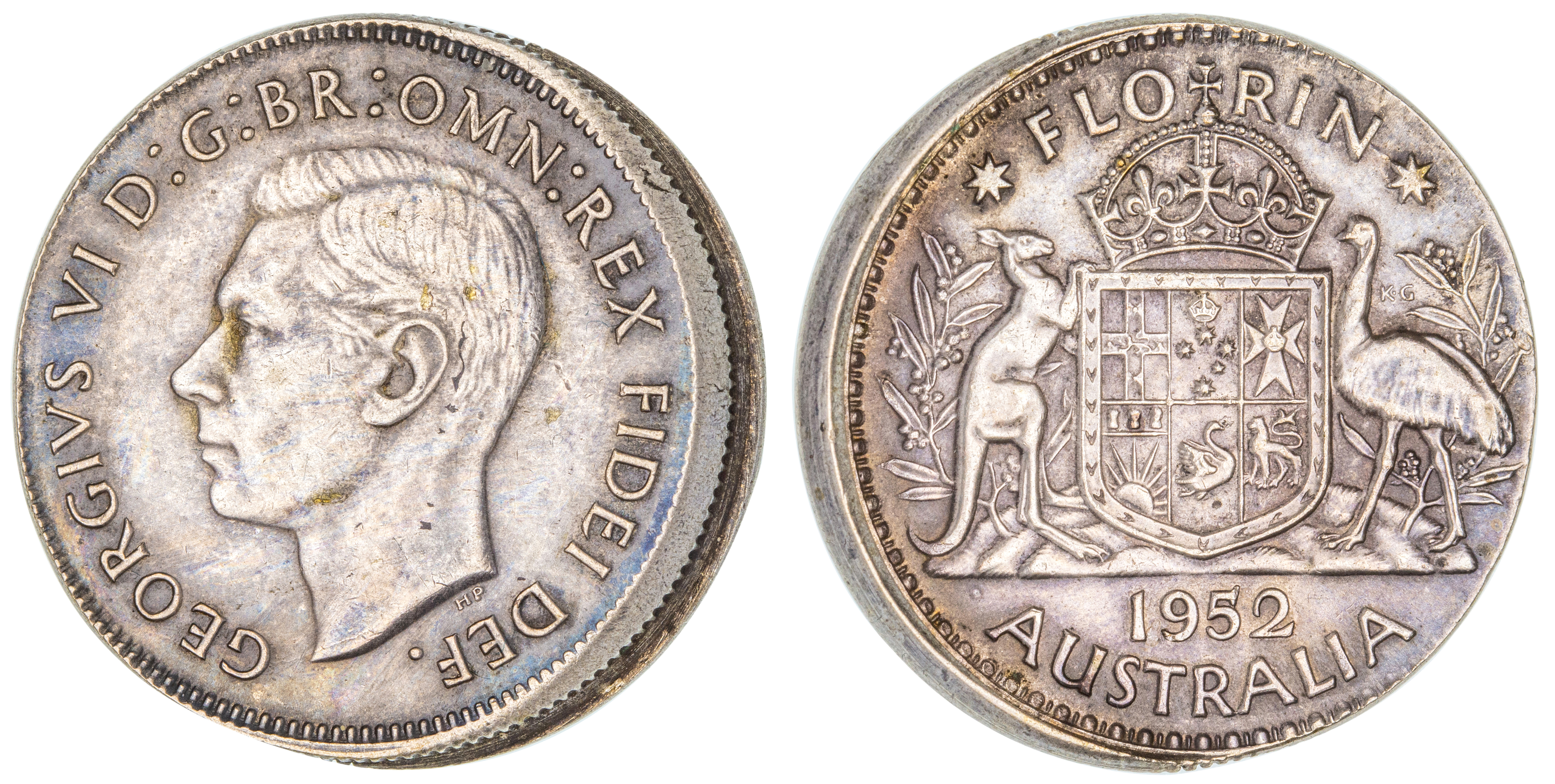 George VI, Florin, 1952, VF