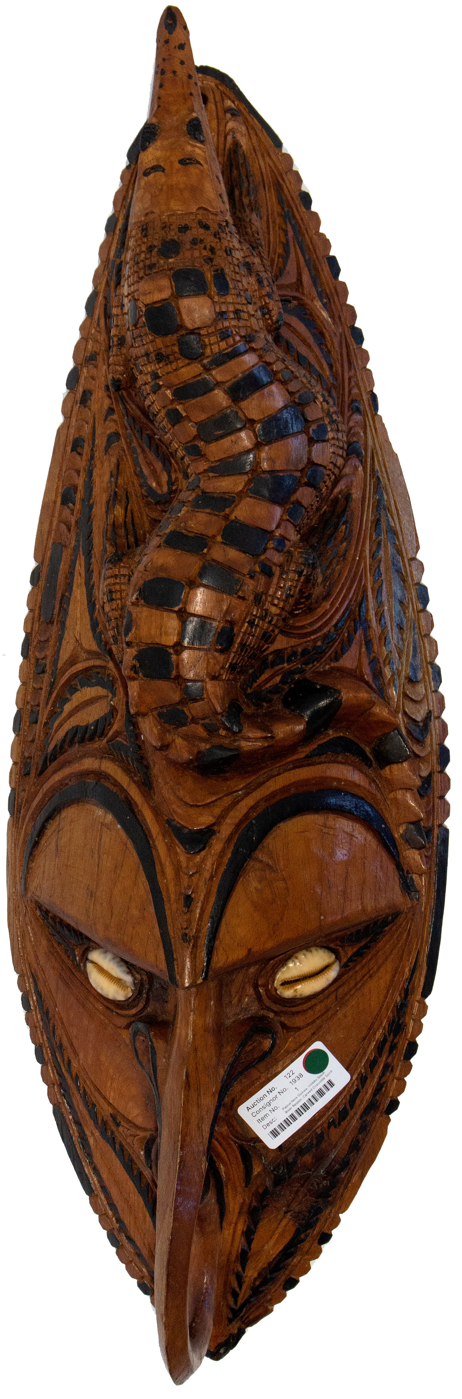 Papua New Guinea, Middle Sepik River Region, Carved Crocodile Spirit Mask, 1960s, VGC