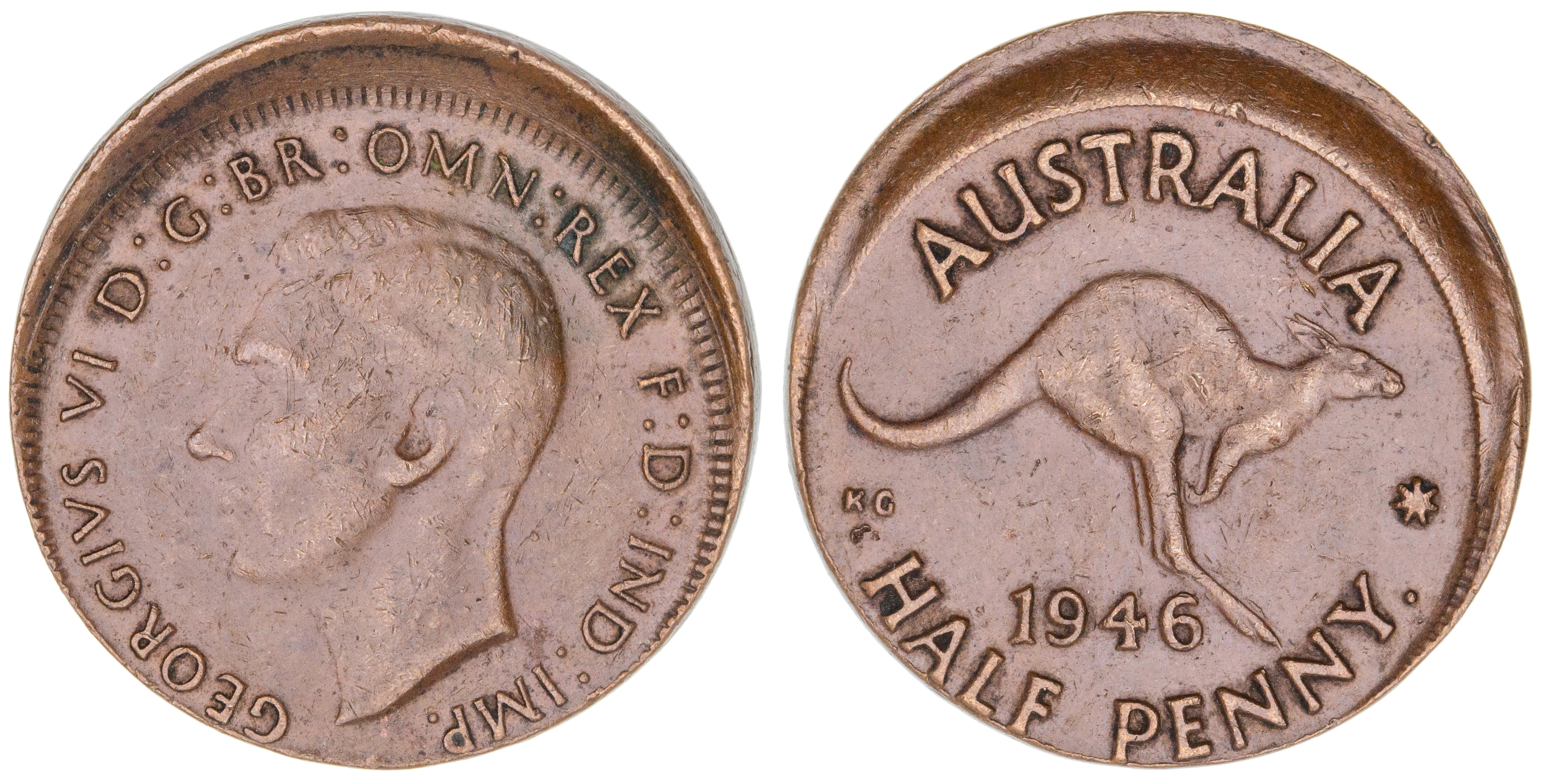 George VI, Halfpenny, 1946, VF