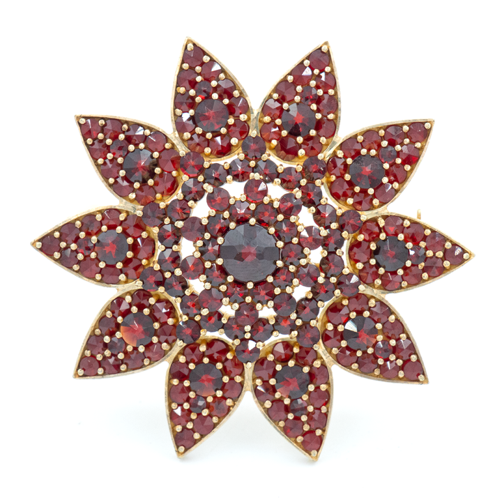 Dije prendedor en flor de granates