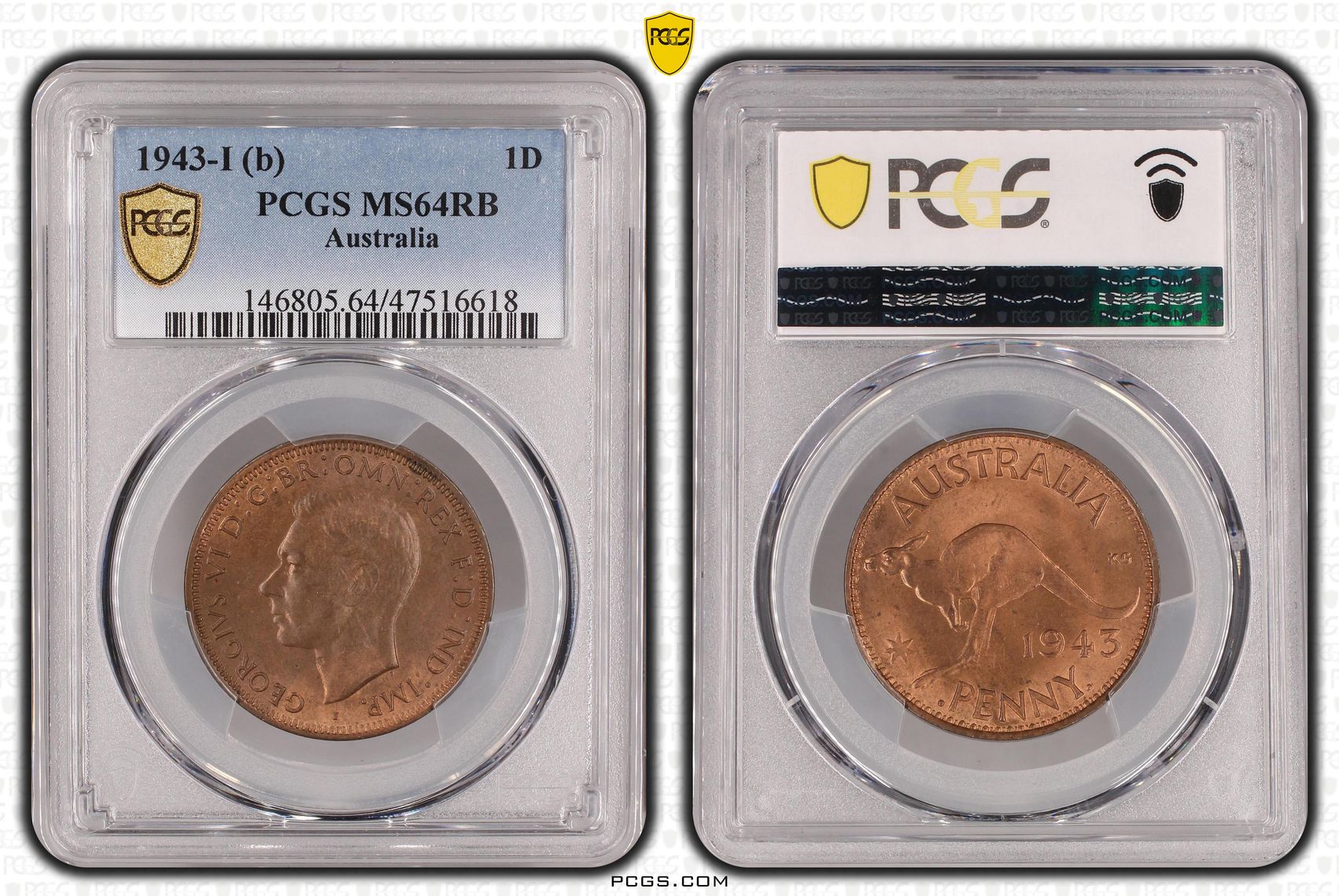 One Penny, 1943-I, PCGS MS 64RB