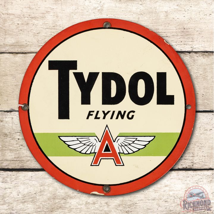 10" Tydol Flying A Porcelain Pump Plate Sign