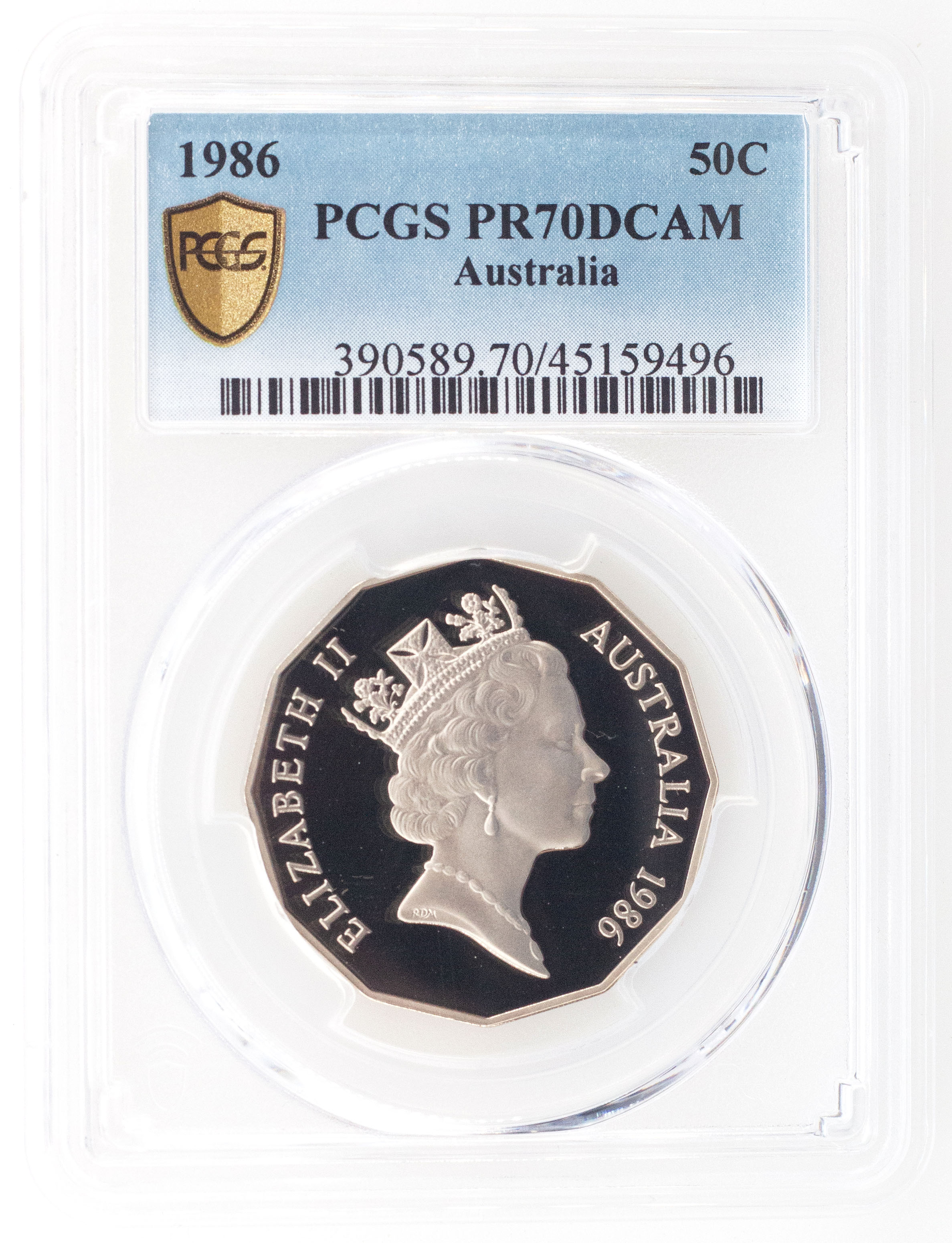 1986 Australia Fifty Cent, 50c PCGS - PR70DCAM POP 26/0 -496