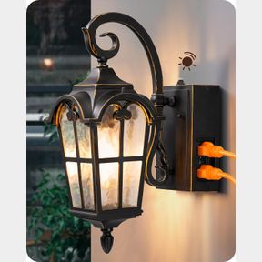 EDISHINE DUSK TO DAWN OUTDOOR WALL LIGHTS, PORCH LIGHT FIXTURE WITH GFCI OUTLET, EXTERIOR WALL LANTERN WITH E26 SOCKET, WATERPROOF