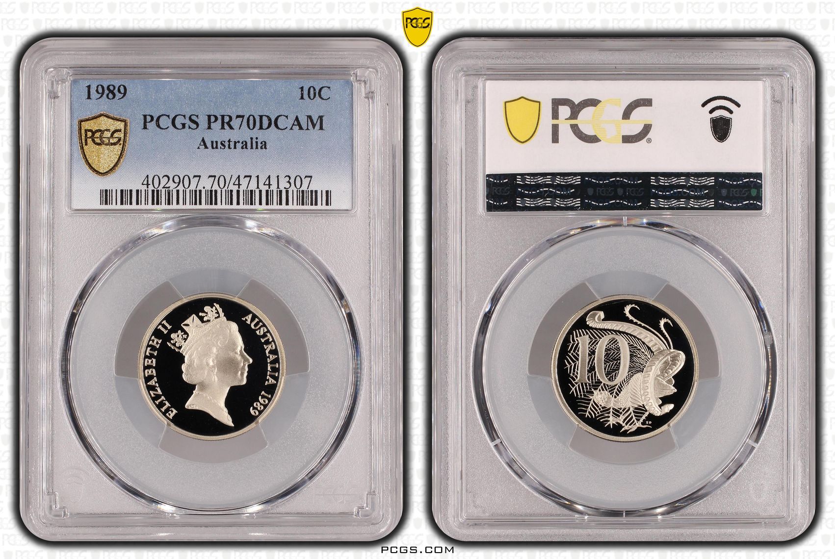 Elizabeth II, Ten Cent, 1989, PCGS PR70DCAM
