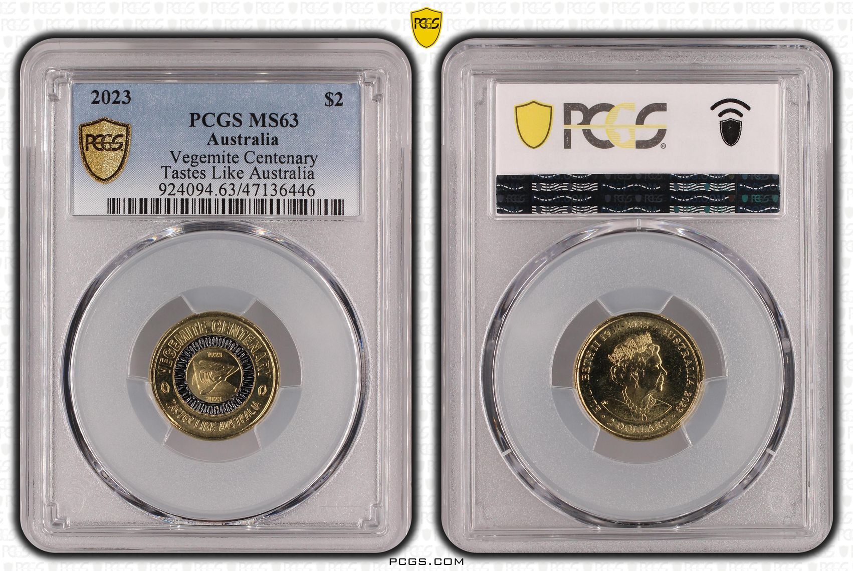 Elizabeth II, Vegemite Centenary Tastes Like Australia, Two Dollar, 2023, PCGS MS63