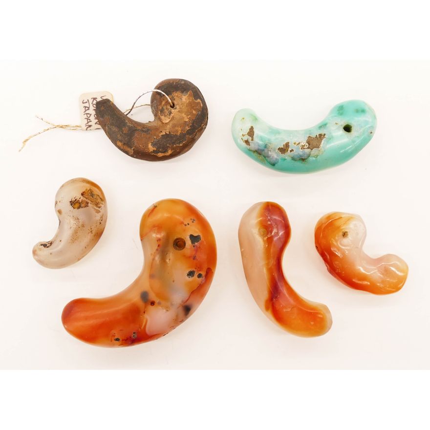 6pc Old Japanese Magatama Beads 1.25'' to 2.25''