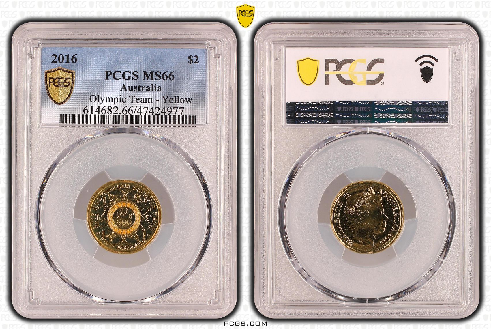 427 · Elizabeth II, Olympic Team - Yellow , Two Dollar, 2016, PCGS MS66