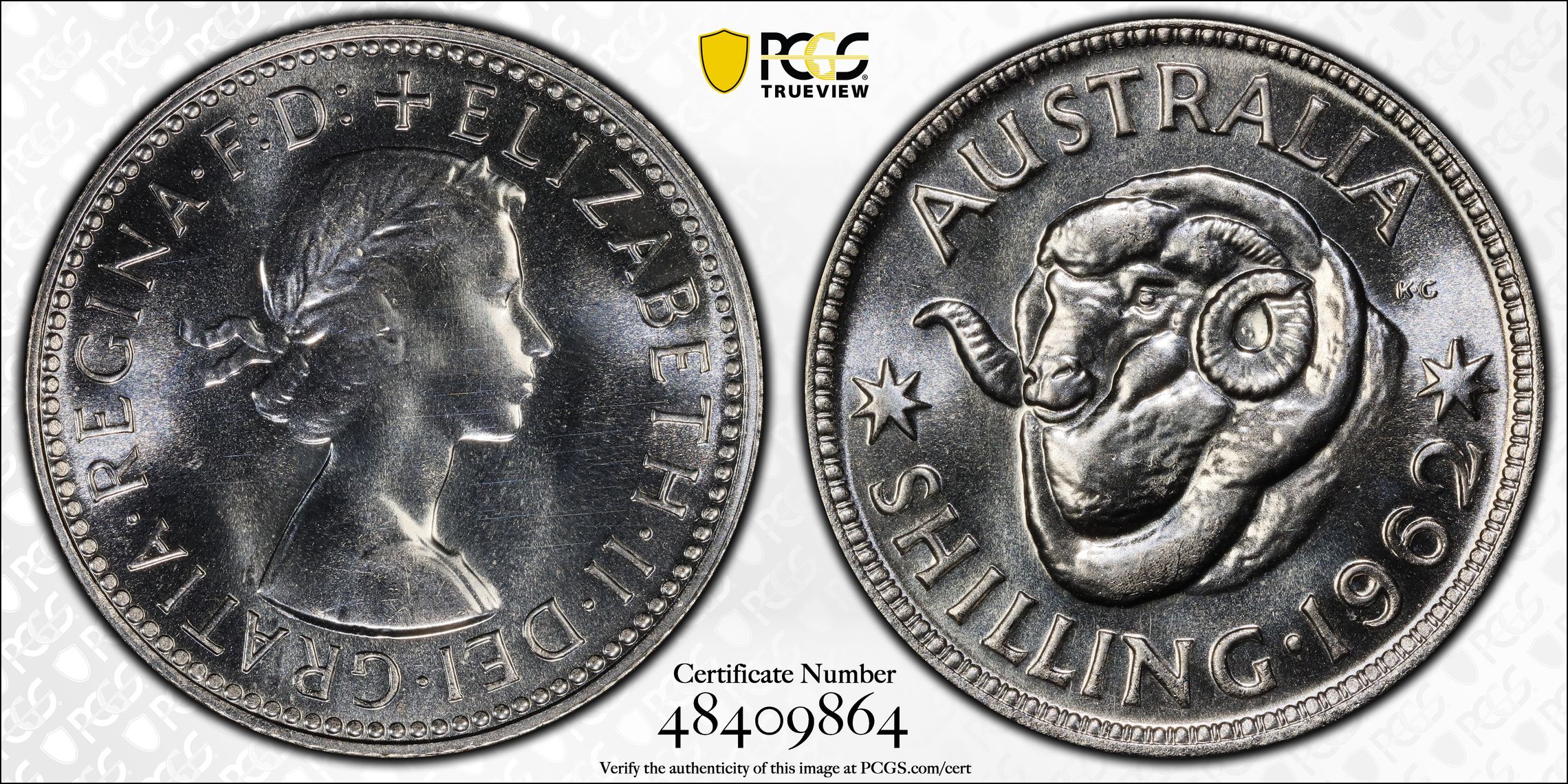 Elizabeth II, Shilling, 1962(m), PCGS PR67