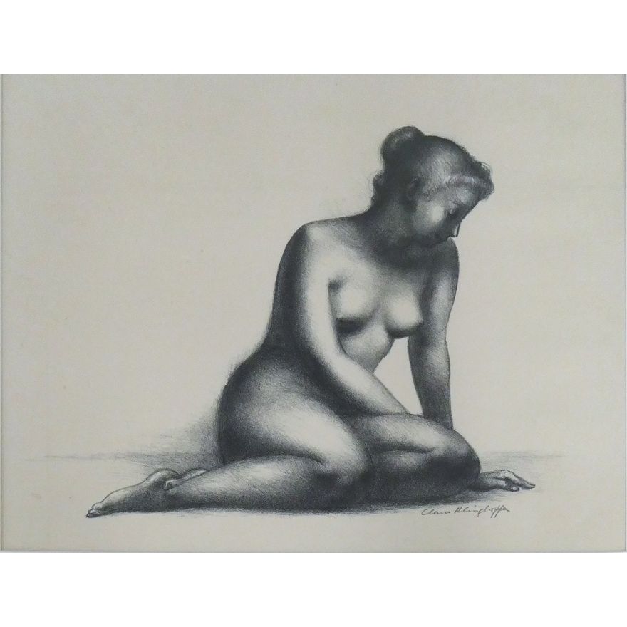Clara Klinghoffer ''Meditation'' (Nude) Signed Lithograph Matted 16''x20''
