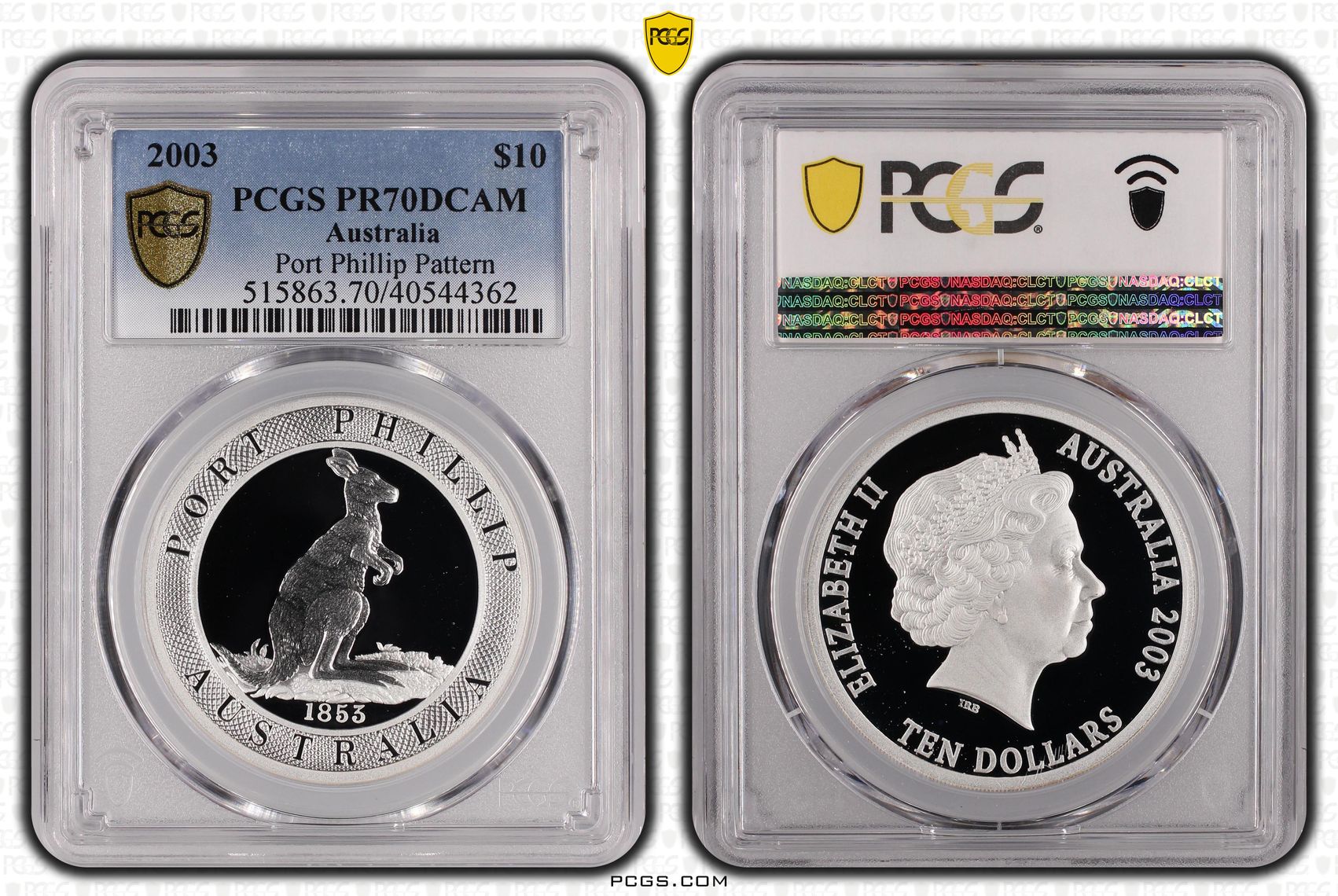 2003 Australia Ten Dollar, $10 Silver Proof Port Phillip Pattern PCGS - PR70DCAM POP 13/0 -362