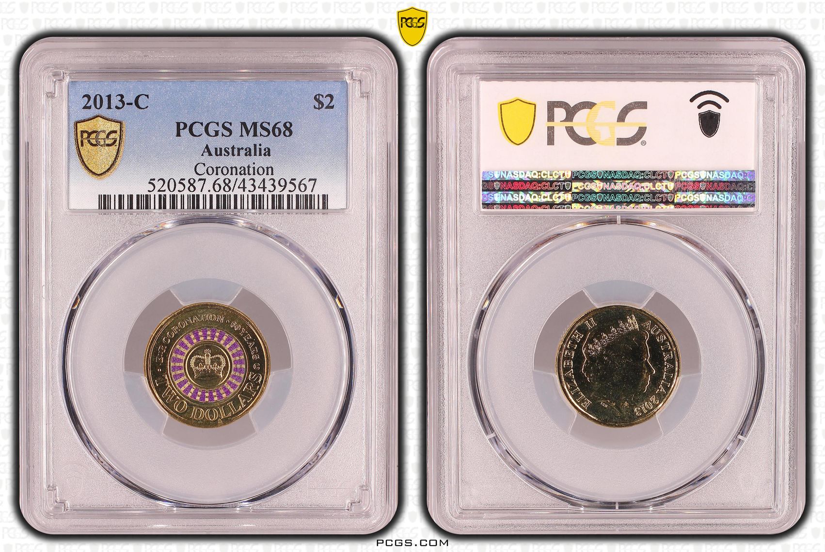 Elizabeth II, Coronation, Two Dollar, MS68 , 2013-C