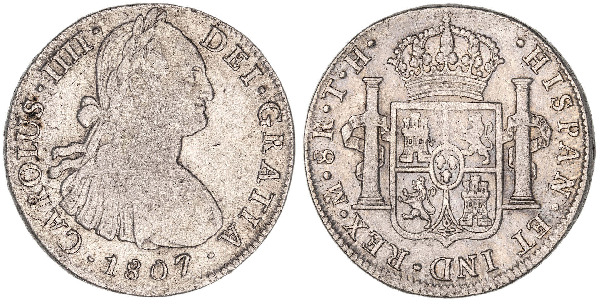 Mexico, Charles IV, Eight Reales, 1807-TH, aEF
