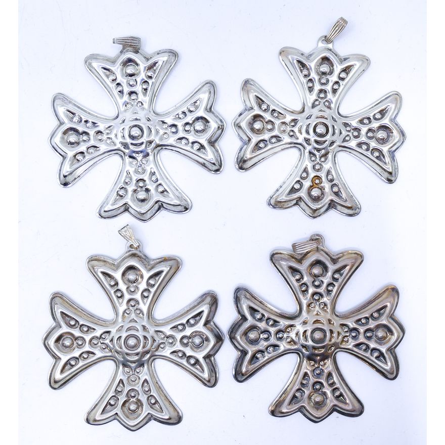 4pc Reed & Barton Christmas Cross 1975 Sterling Silver Tree Ornament 3''