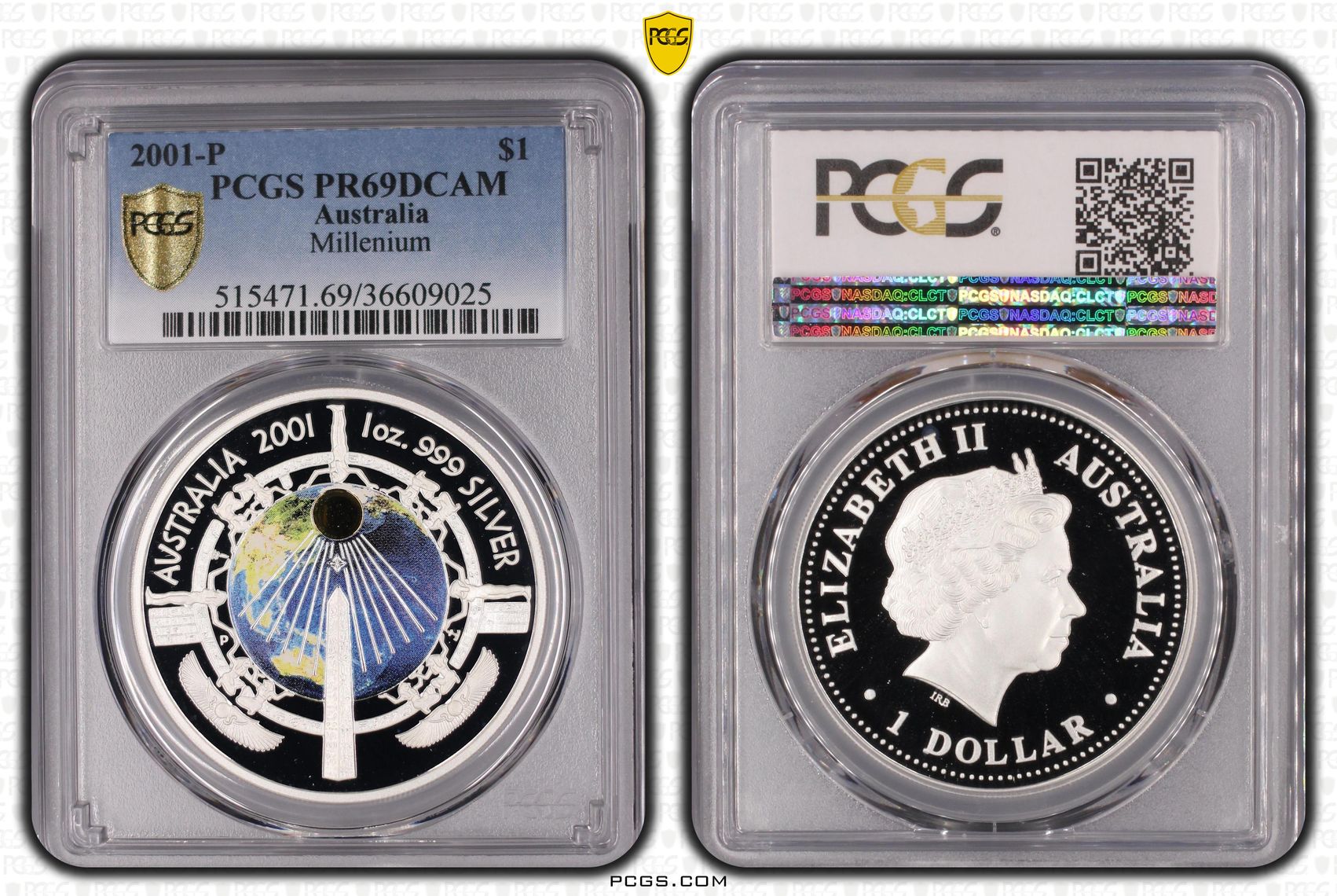 2001-P Australia One Dollar, $1 Millenium PCGS - PR69DCAM -025