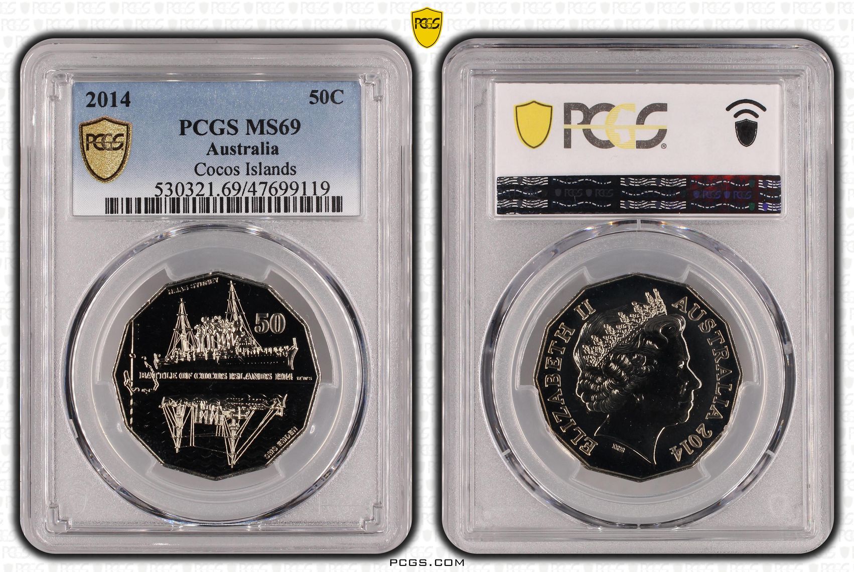 Cocos Islands, Fifty Cent, 2014, PCGS MS 69