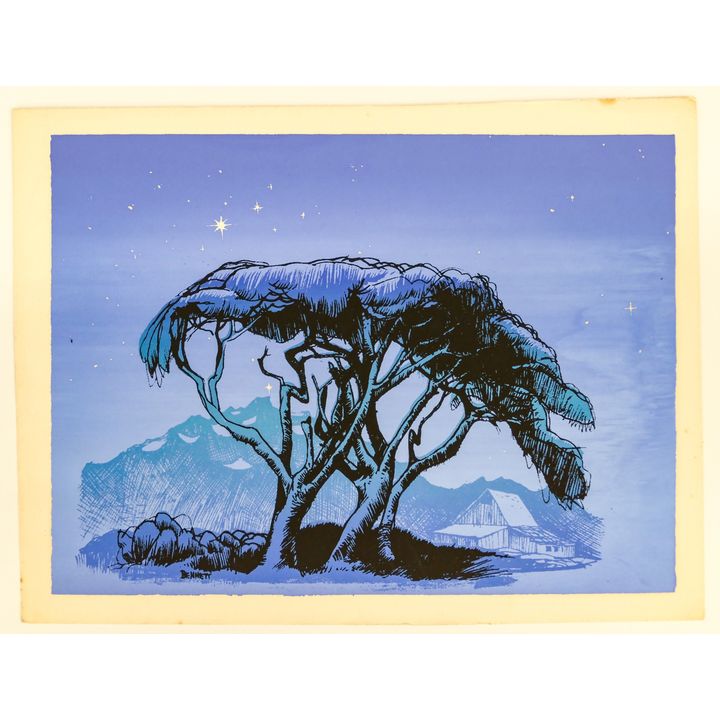 Elton Bennett ''Tree at Twilight'' Signed Serigraph Sheet 9''x12''