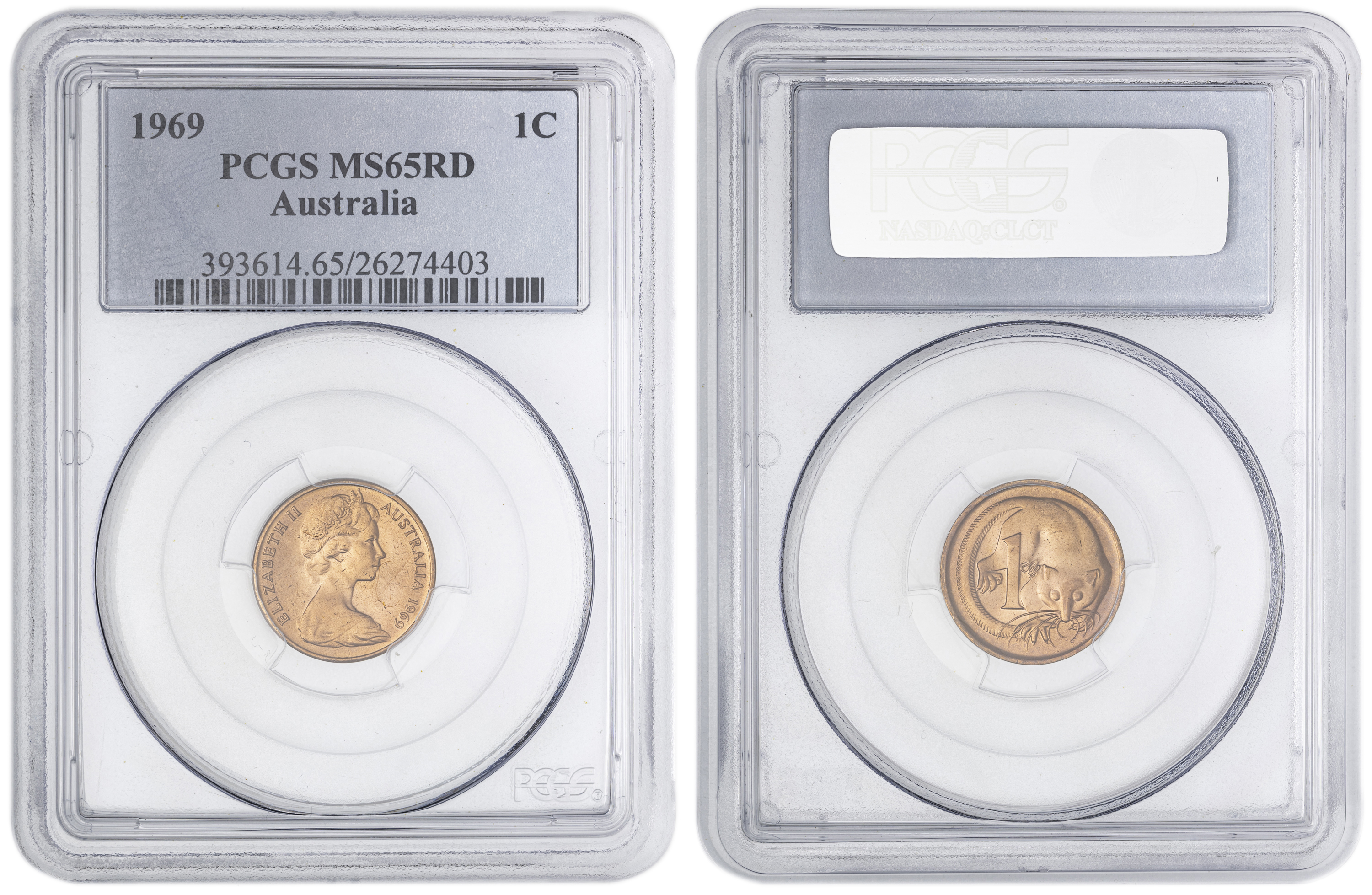 32 · One Cent, 1969, PCGS MS65RD