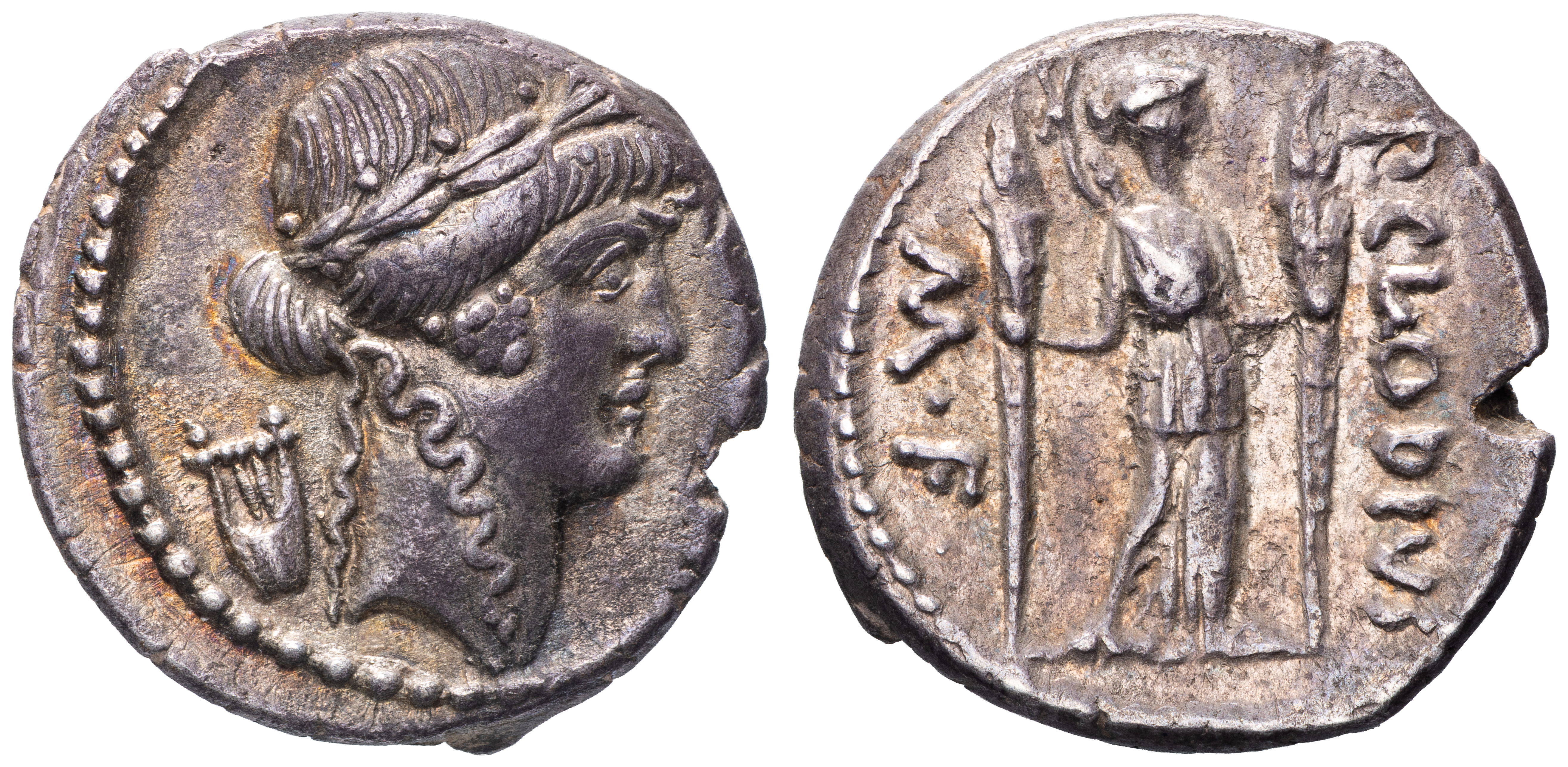 P. Clodius, Ar Denarius, 42 Bc, Vf