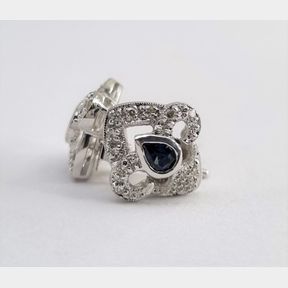 26 ROUND DIAMONDS 0.130CTS AND SAPPHIRES IN 18CT WHITE GOLD EARRINGS - 51624/200