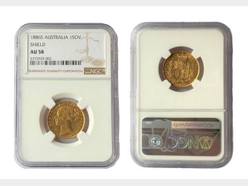 1886 Queen Victoria Young Head Sydney Mint Shield Gold Sovereign AU58