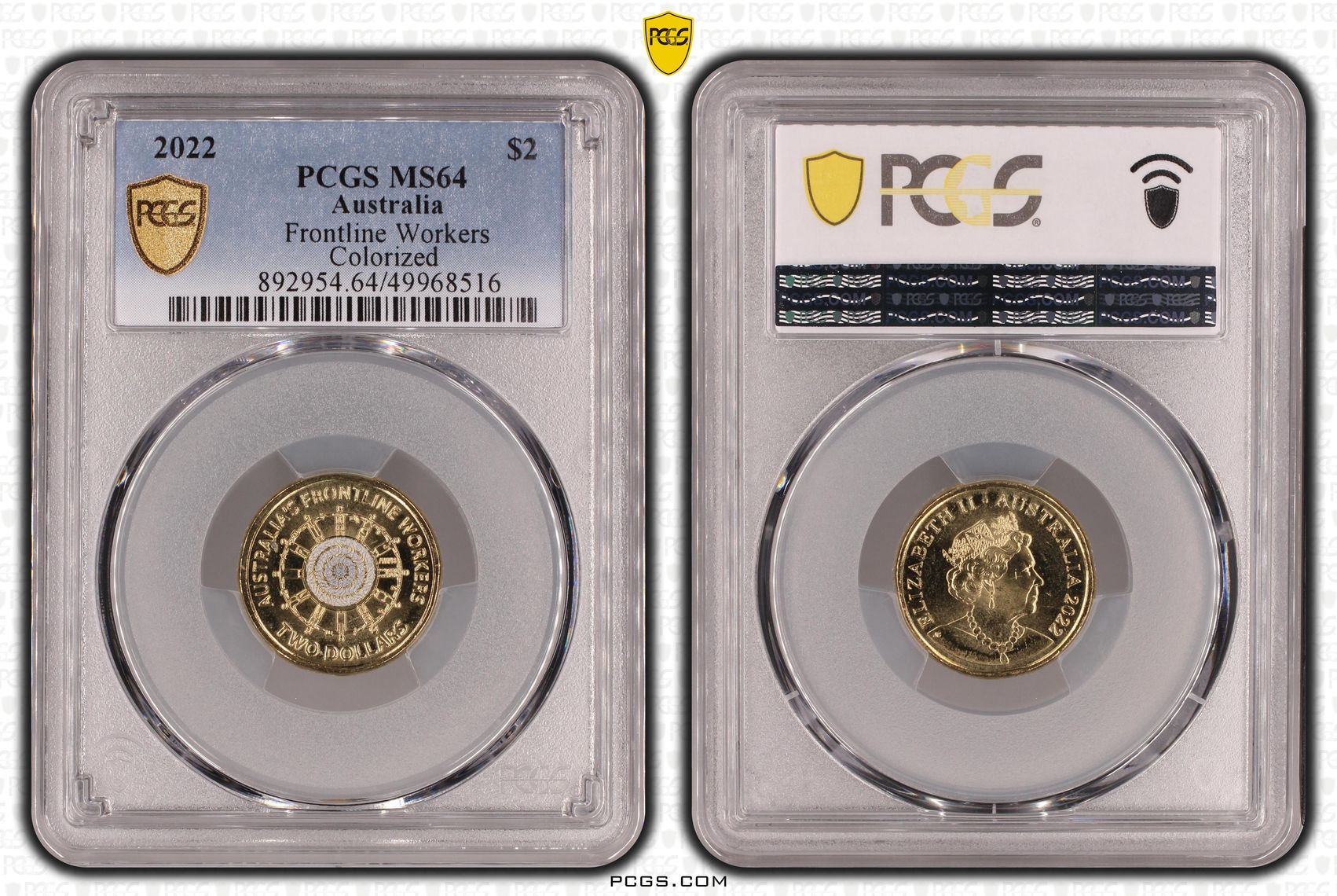 Frontline Workers Colourised, Two Dollar, 2022, PCGS MS64