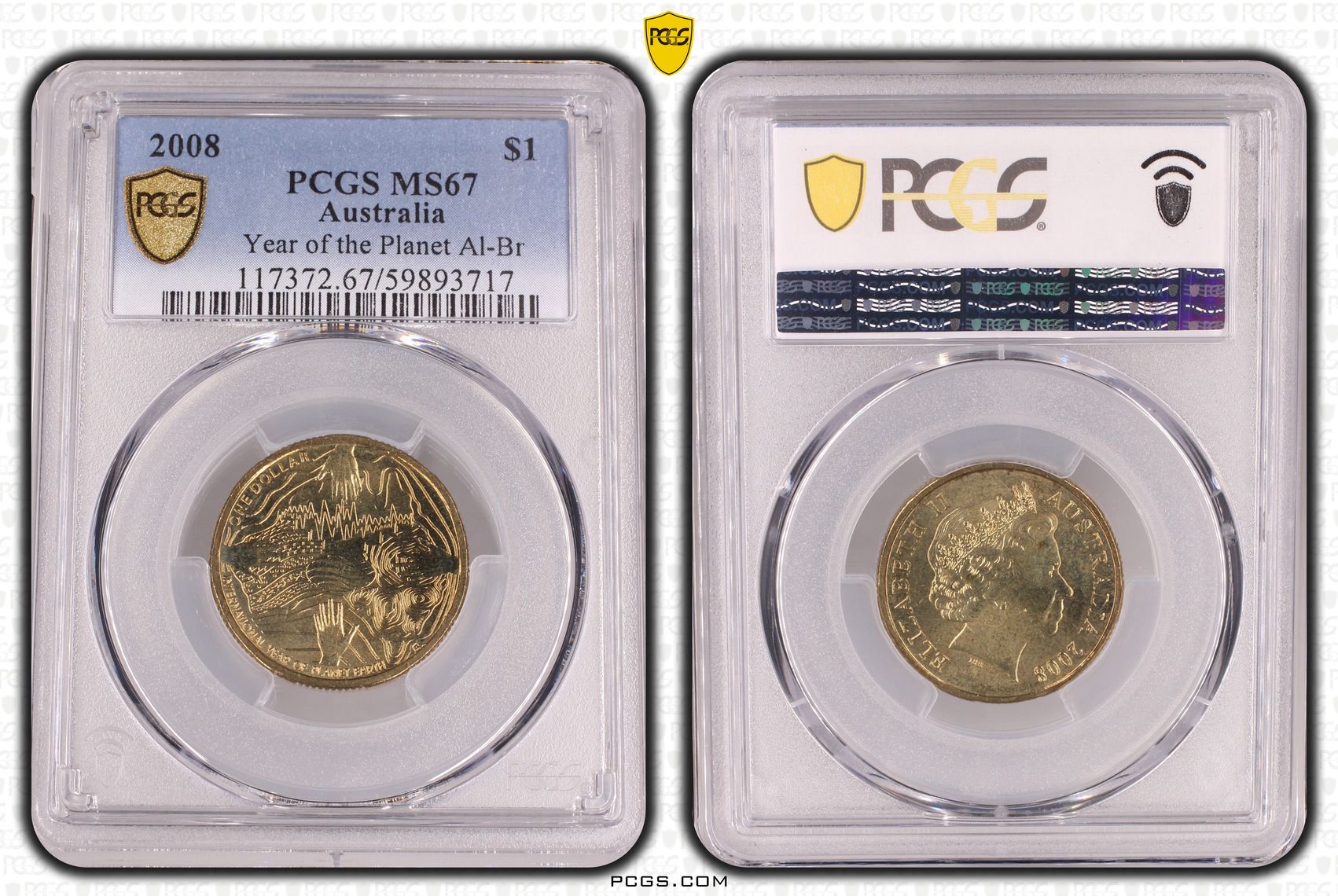 Year of the Planet Al-Br, One Dollar, 2008, PCGS MS67