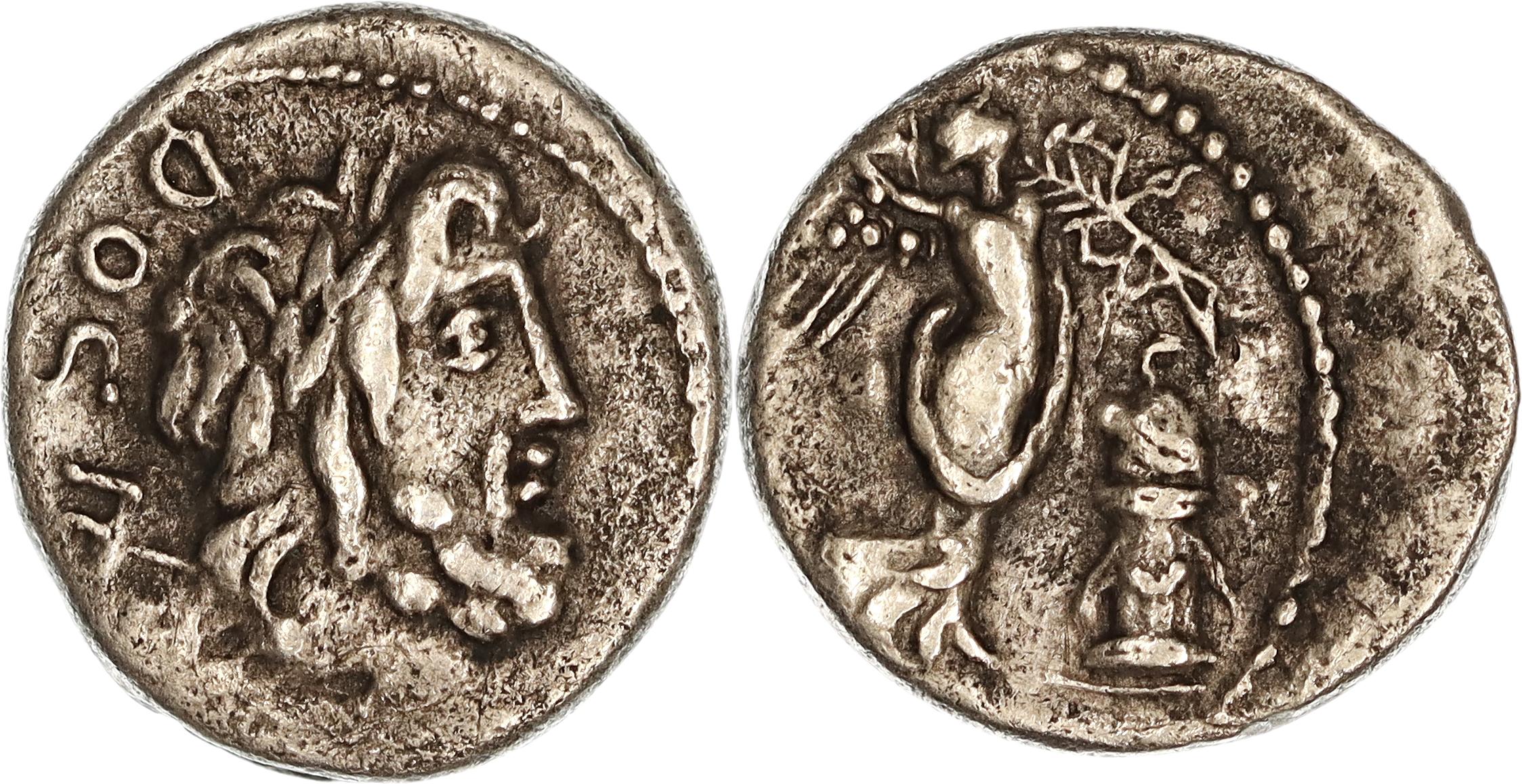 Roman Republic, L. Rubrius Dossenus, Silver Quinarius, 87 BC, nVF