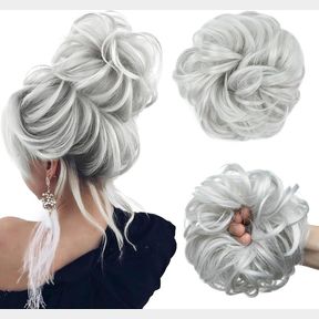 CJL HAIR LARGE MESSY BUN HAIR PIECE WAVY CURLY SCRUNCHIES SYNTHETIC CHIGNON PONYTAIL HAIR EXTENSIONS THICK UPDO HAIRPIECES FOR WOM