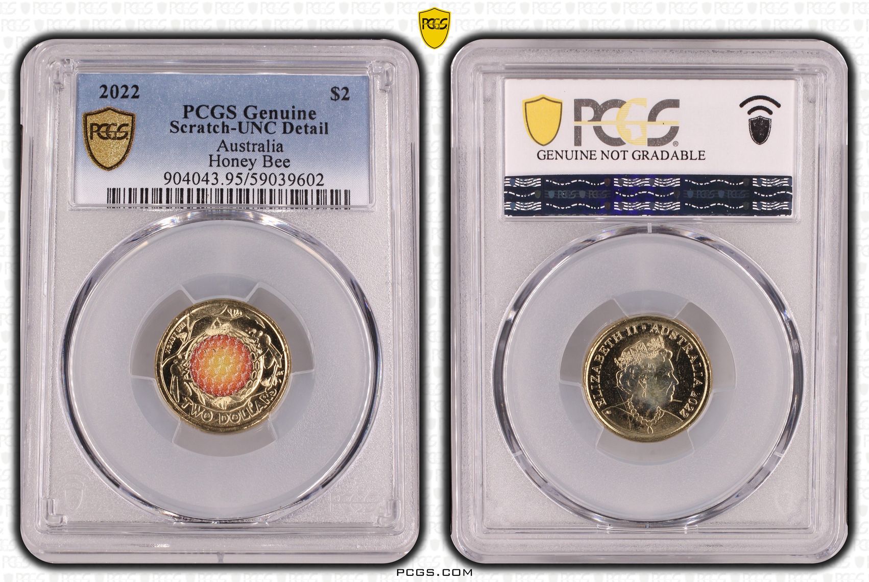 Honey Bee Colorized, Two Dollar, 2022, PCGS Genuine - UNC Details (95 - Scratch)