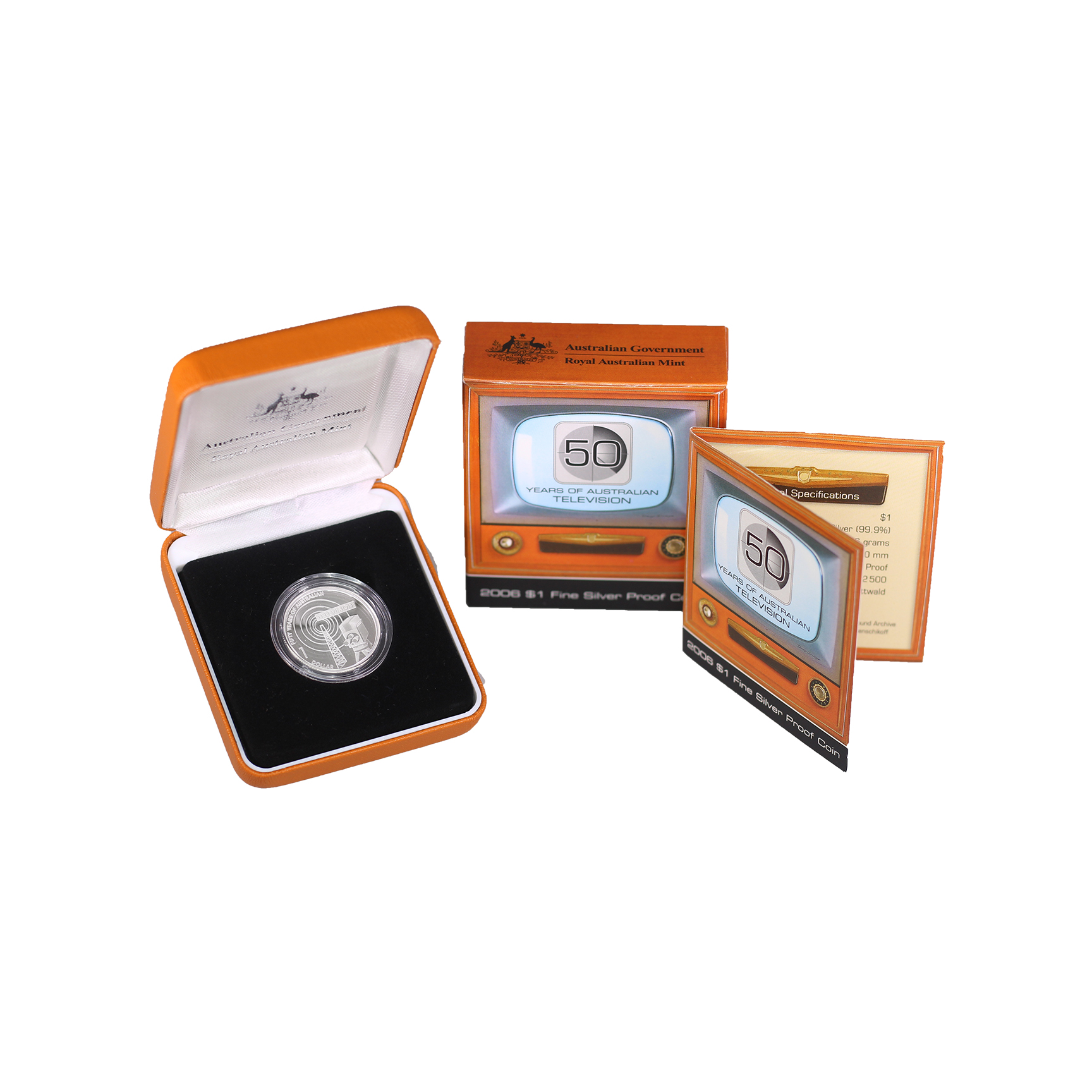 2006 RAM $1 50 Years Of Television Fine Silver Proof Coin - Box & COA
