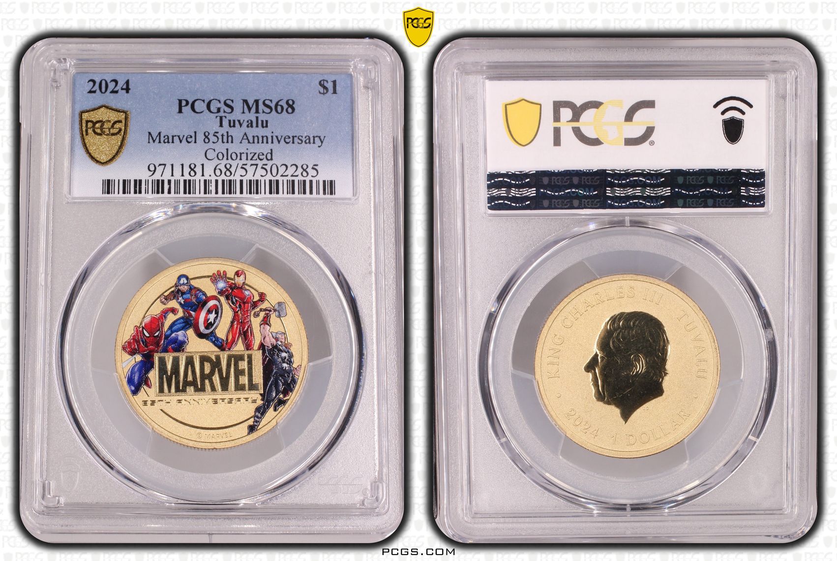 Tuvalu, Marvel 85th Anniversary Colourised, One Dollar, 2024, PCGS MS68
