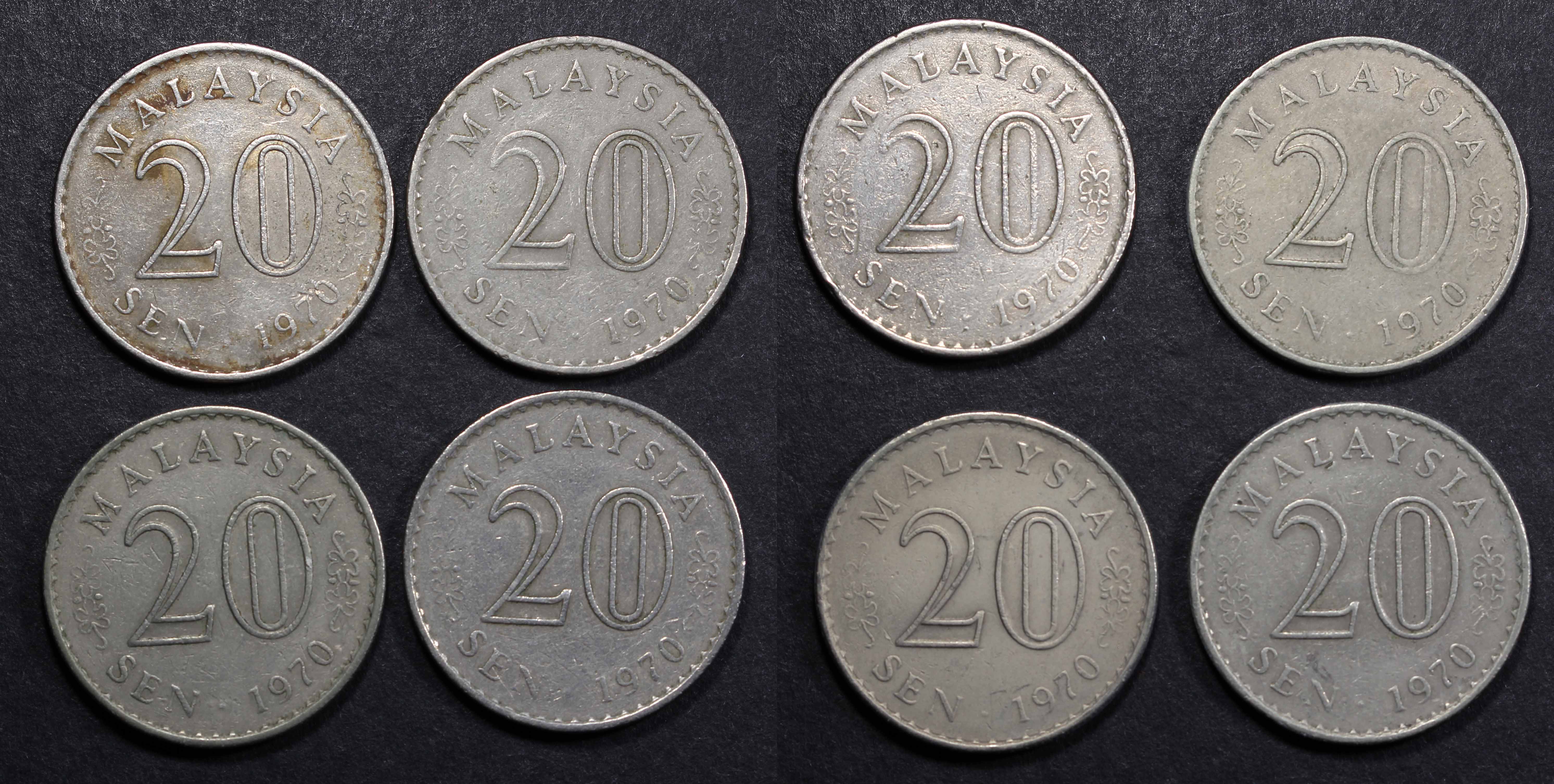 Malaysia, 1970, 20 Sen, Key year, VF-EF. | Unique World Coin Sdn Bhd