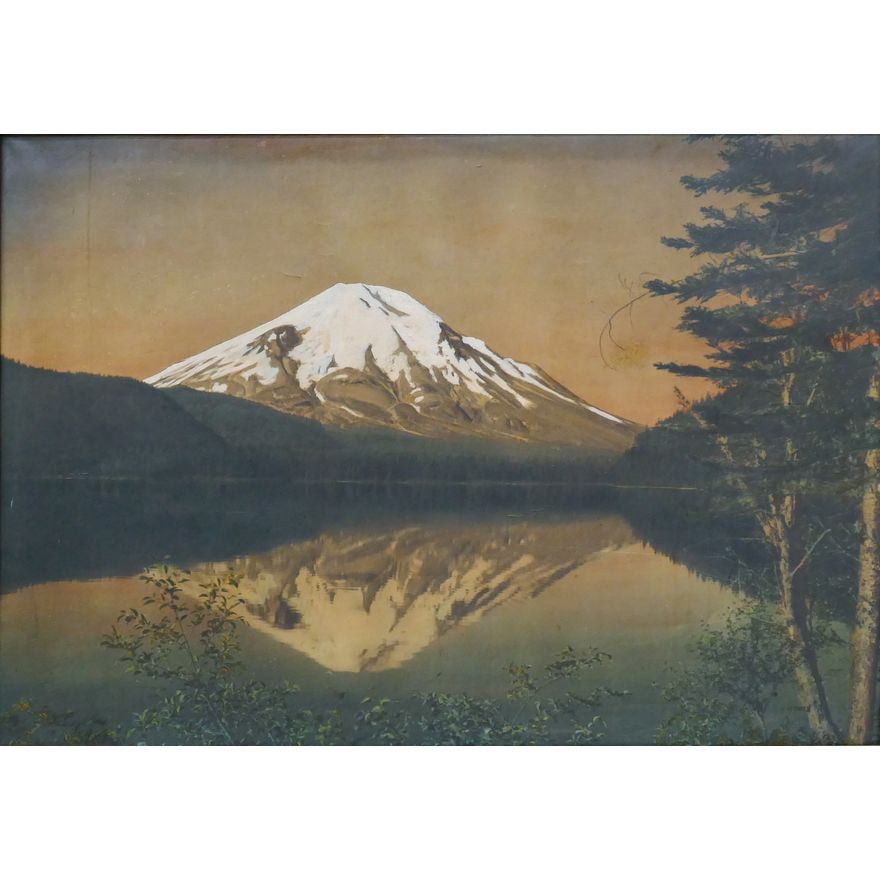 Antique Springer Mountain Scene Large Tinted Photo