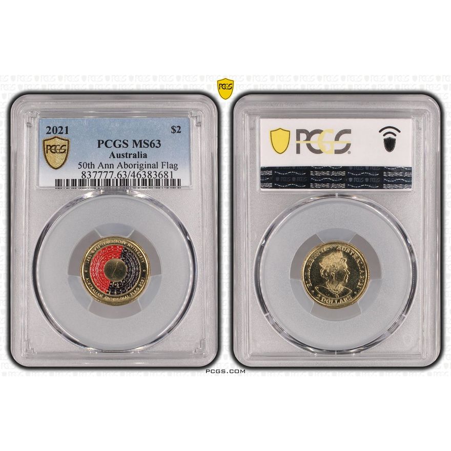 50th Ann Aboriginal Flag, Two Dollar, 2021, PCGS MS 63