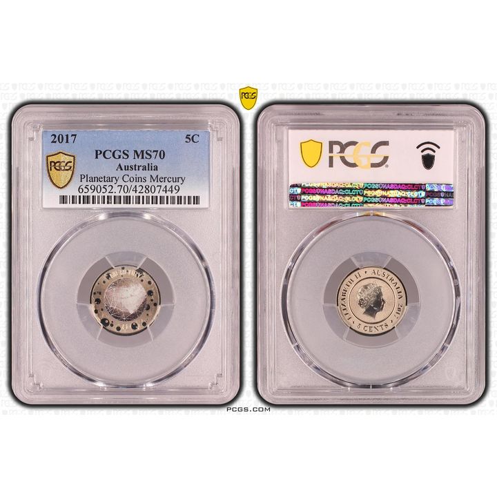 2017 Australia Five Cent, 5c Planetary Coins Mercury PCGS - MS70 POP 55/0 -449