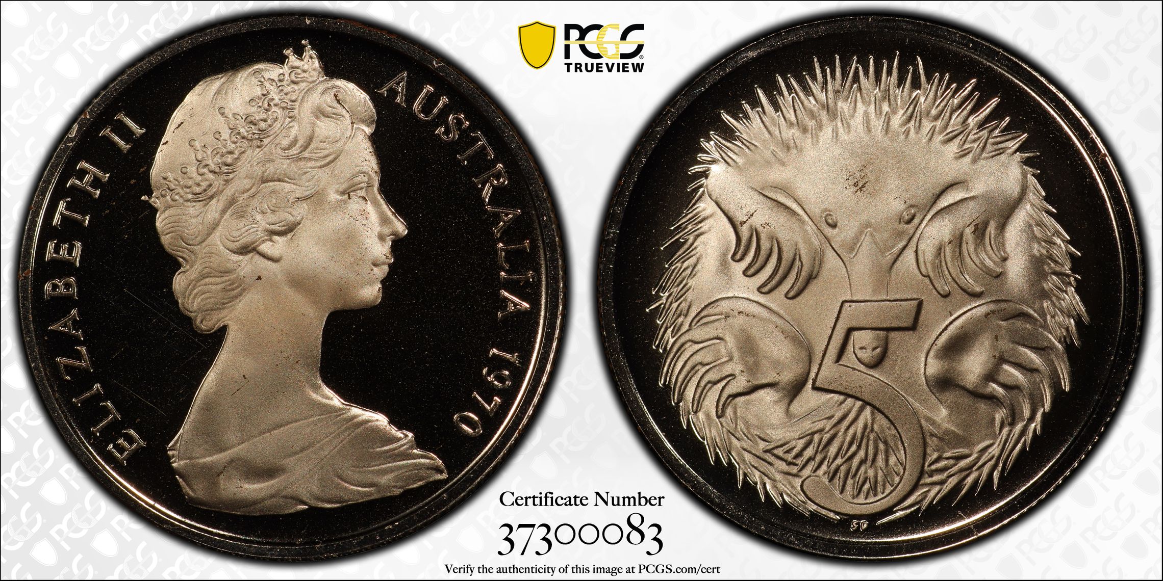 1970 Australia Five Cent, 5c PCGS - PR69DCAM -083