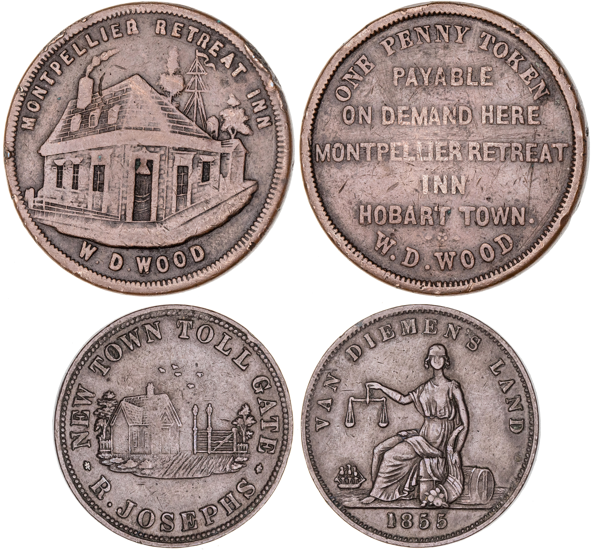 Hobart, Tasmania, W. D. Wood, Penny, ND, gFine