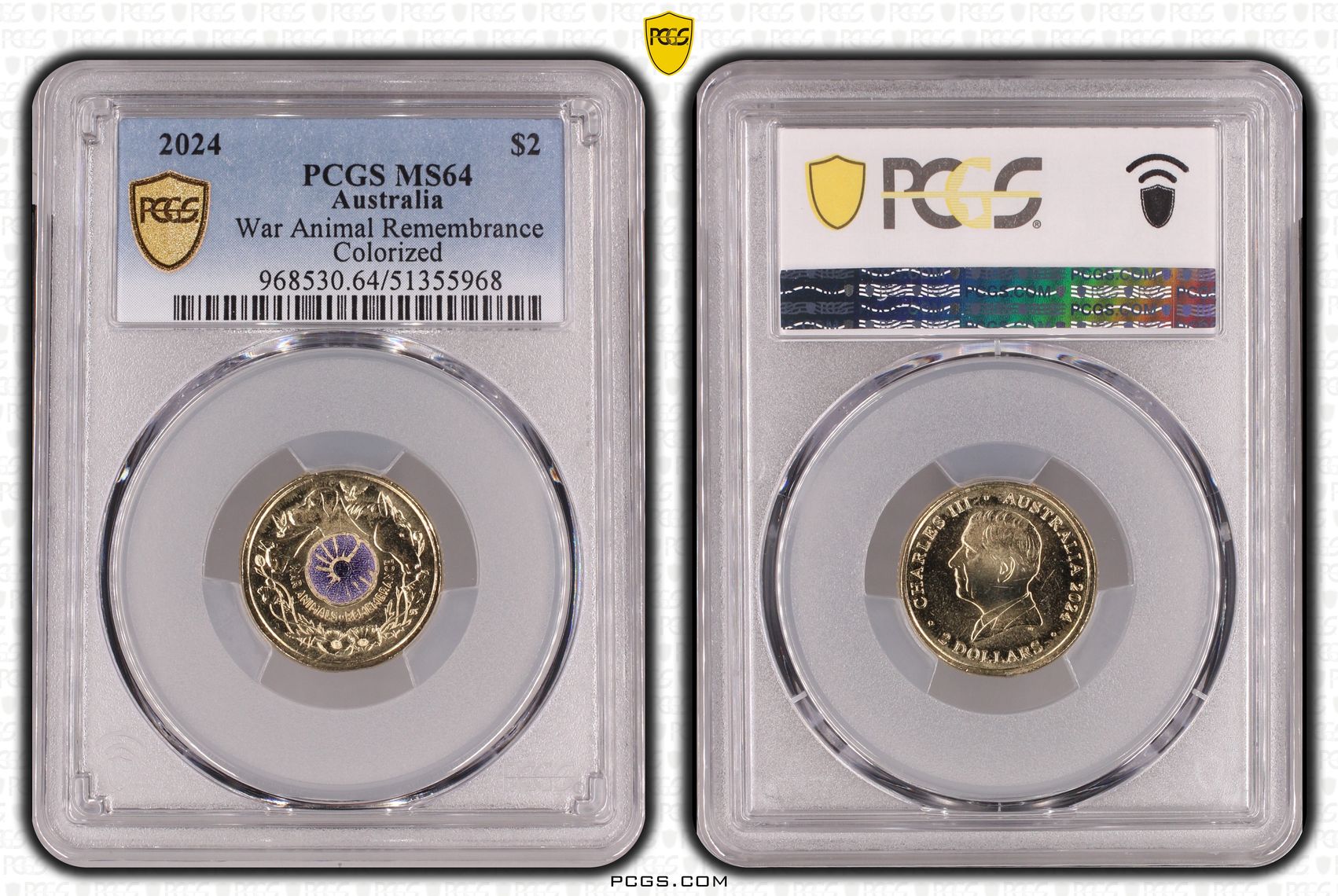War Animal Remembrance Colorized, Two Dollar, 2024, PCGS MS64