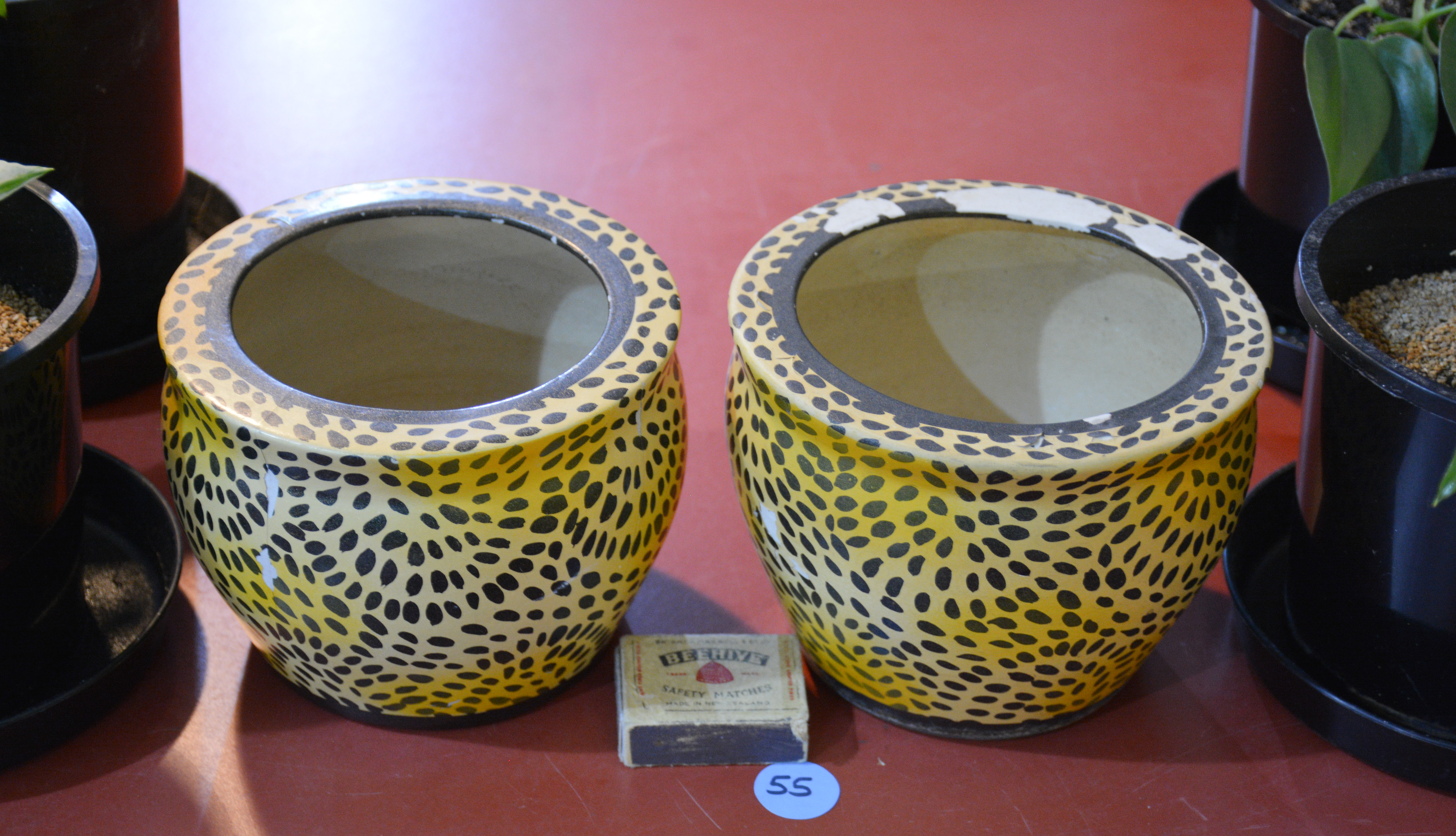 Leopard Print Pots x 2 — sold at auction in New Zealand for $10