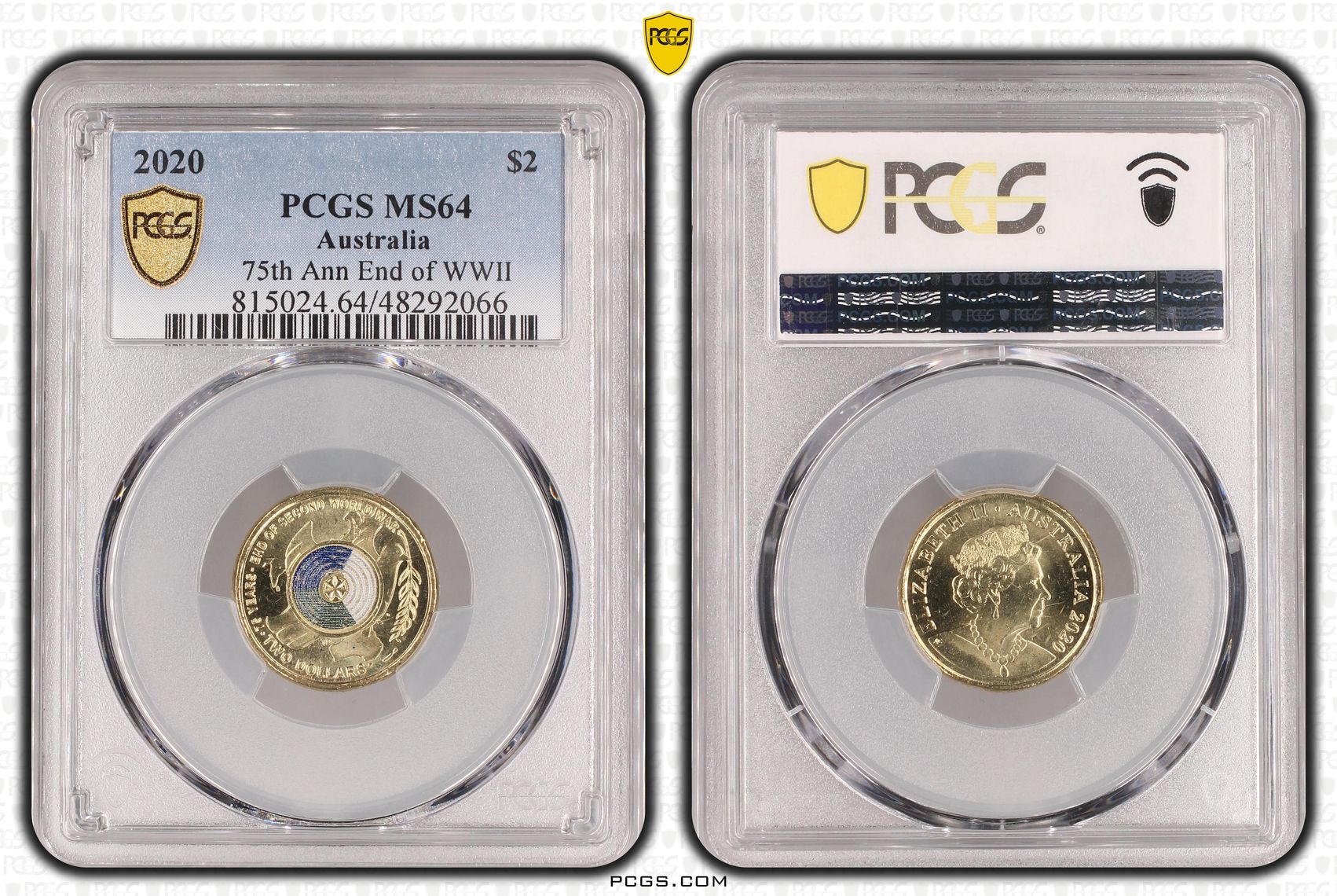 Elizabeth II, 75th Ann End of WWII , Two Dollar, 2020, PCGS MS64