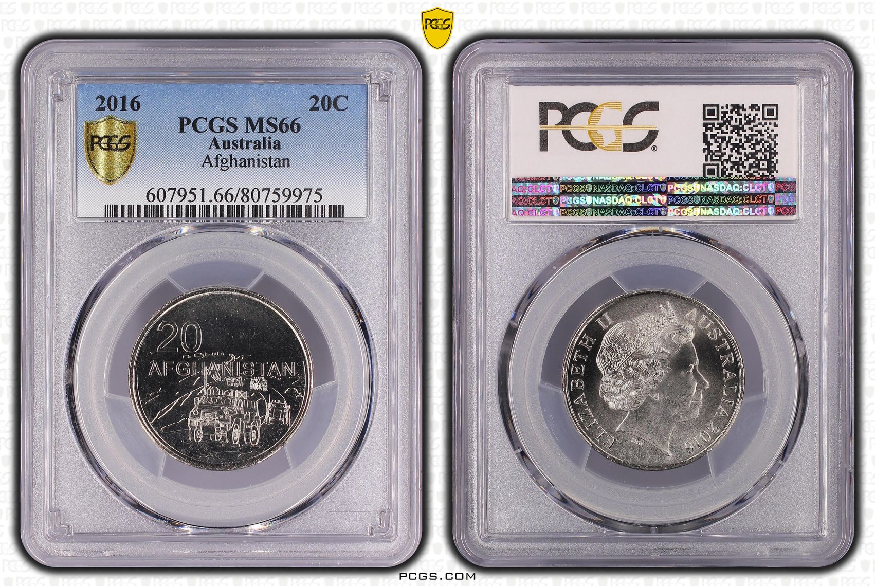 Afghanistan , Twenty Cent, 2016, PCGS MS66