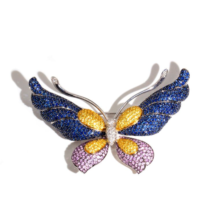 Sapphire & Diamond 18ct Gold Brooch,