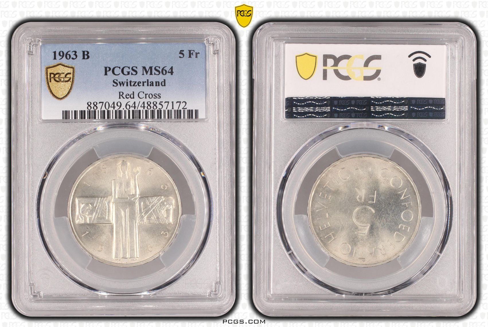 Switzerland, Red Cross, Five Francs, 1963, PCGS MS64