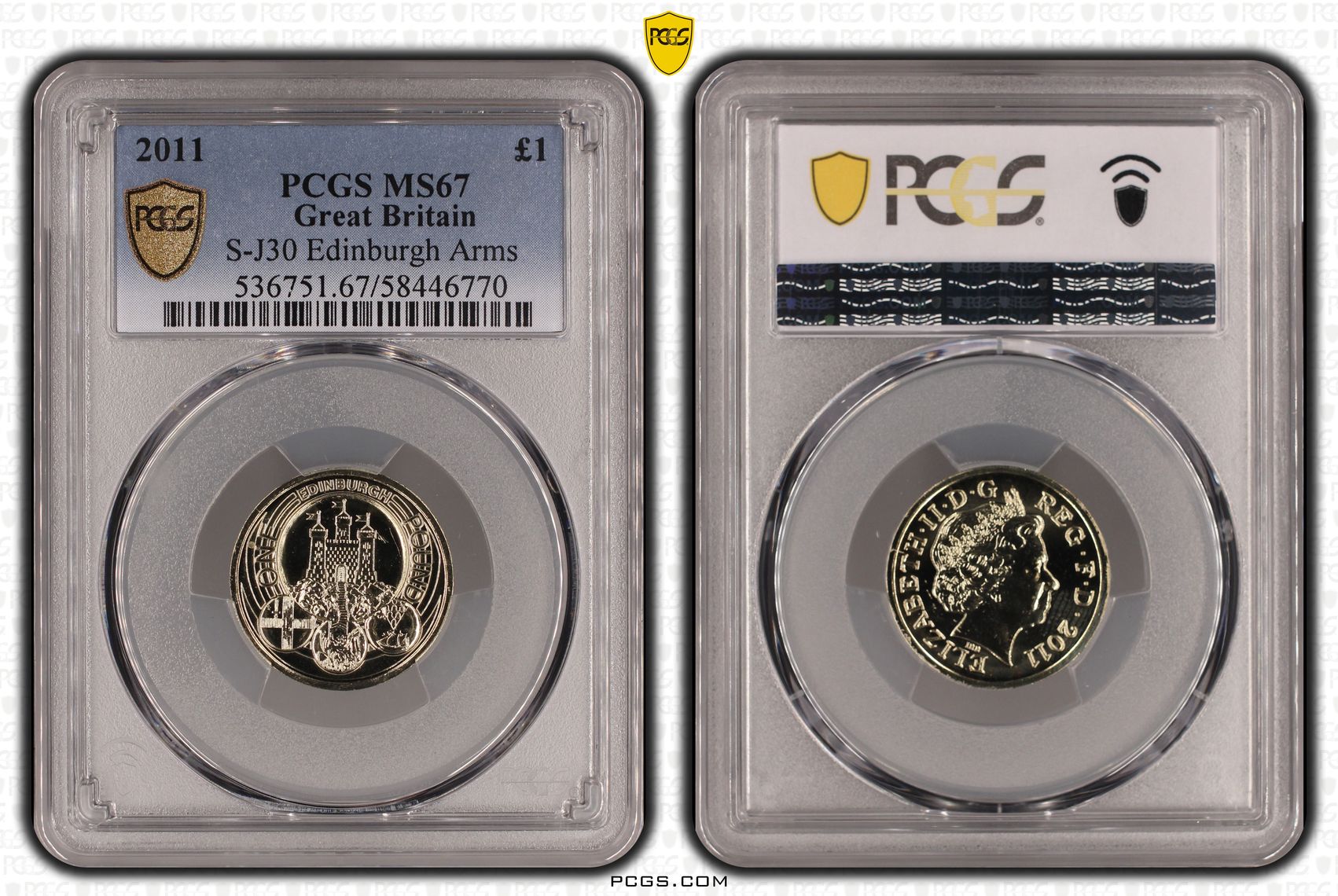 Great Britain, Elizabeth II, S-J30 Edinburgh Arms, One Pound, 2011, PCGS MS67