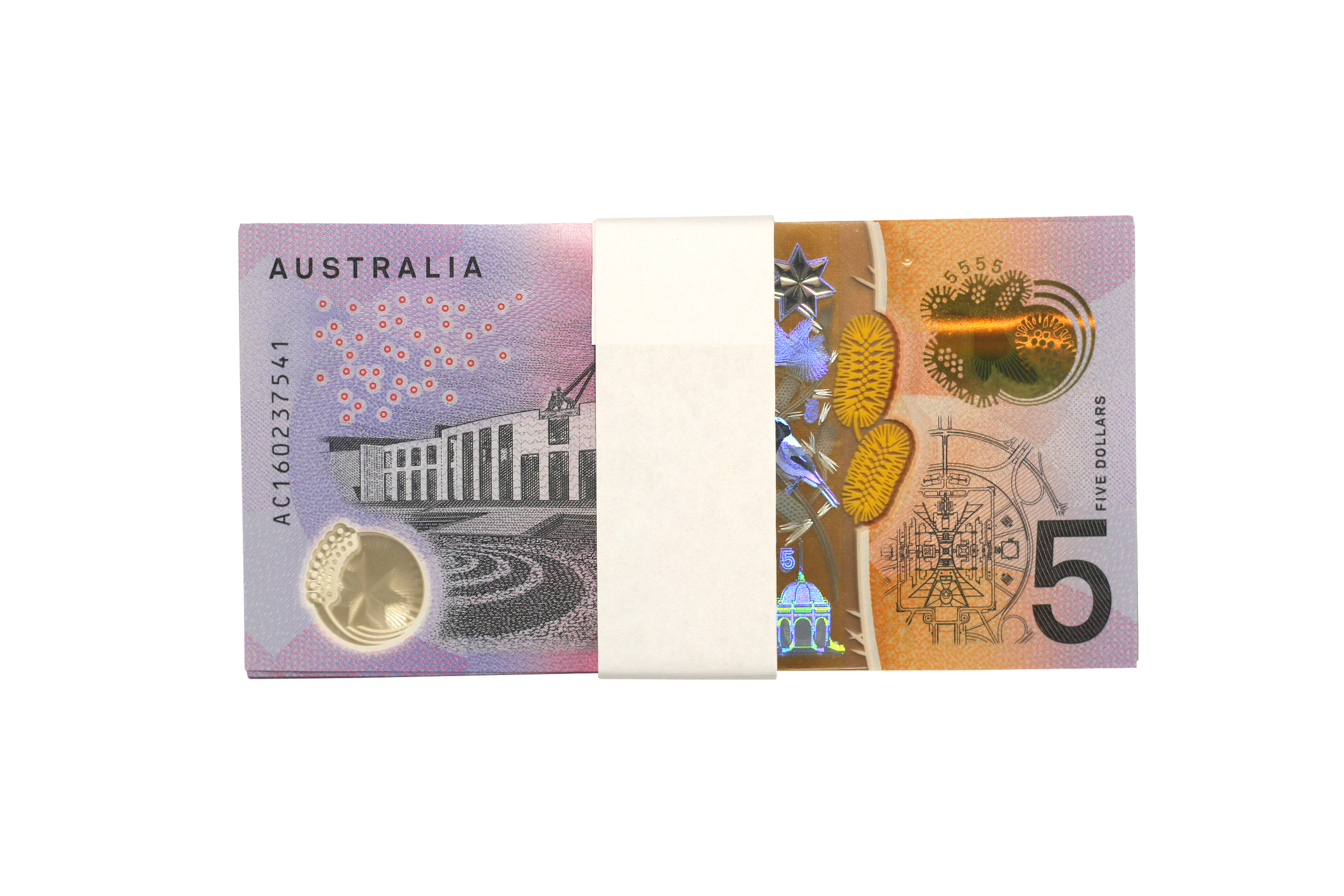 2160. · Bundle, Stevens/Fraser, Five Dollars,  2016, UNC