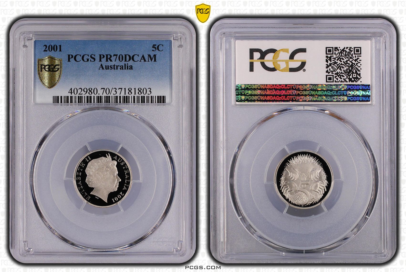 77 · 2001 Australia Five Cent, 5c PCGS - PR70DCAM POP 77/0 -803