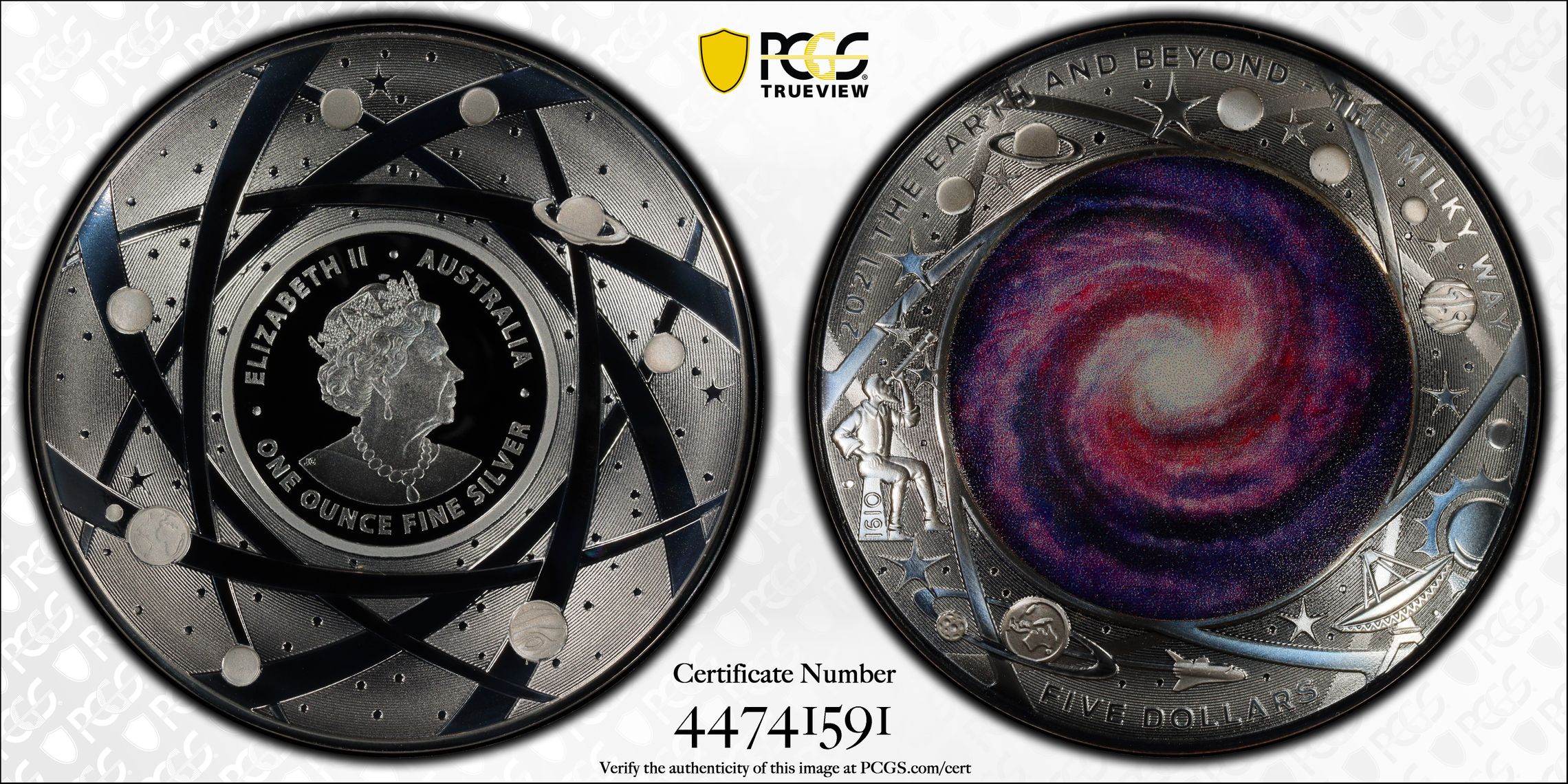 Elizabeth II, The Milky Way POP 240/0, Five Dollar, 2021, PCGS PR70DCAM