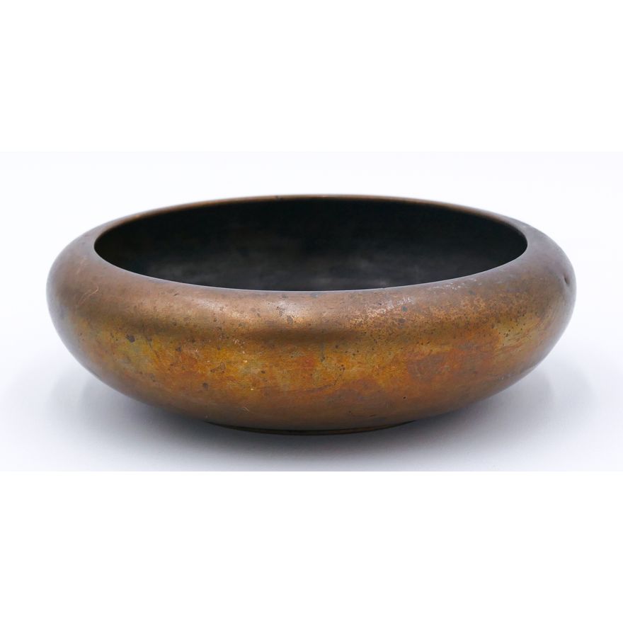 Old Chinese Bronze Low Censer or Brush Washer 6''